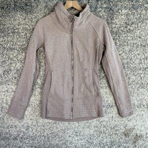 Lululemon Jacket Womens 8 Mauve Heather Full Zip Funnel Neck Cotton Blend Yoga